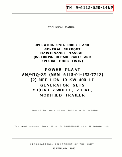 TM 9-6115-650-14P Technical Manual